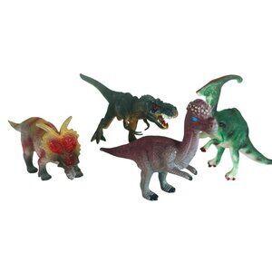 Set Of 4 Mini Dinosaur Figures T-Rex Triceratops Brachiosaurus Parasaurolophus